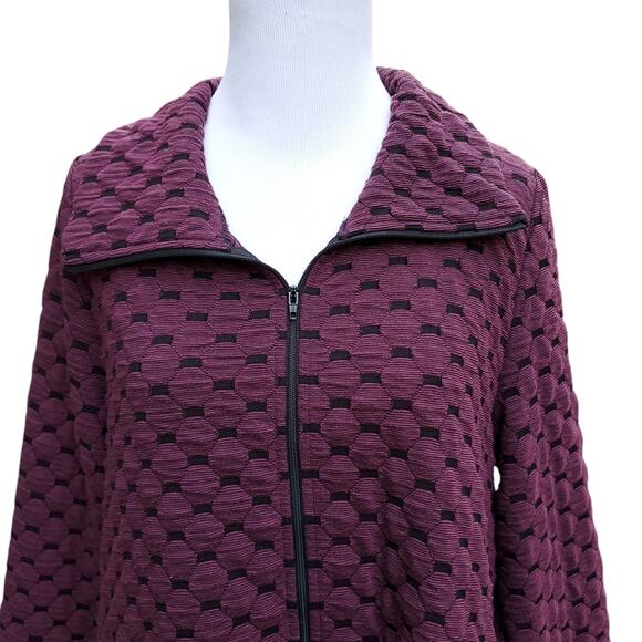Habitat Maroon Red Black Zipper Front Collared Jacket Coat Size Medium - Picture 2 of 12